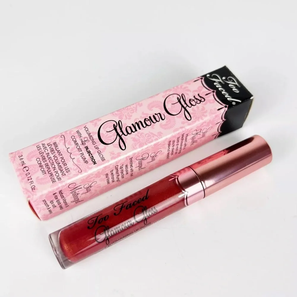 Too Faced Glamour Gloss Volumizing Lip Gloss Plump Erotic Red NEW IN BOX